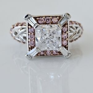 Beautiful Victoria Wieck Diamond & Pink Sapphire Simulant Sterling Silver Size 7
